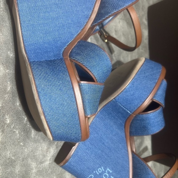 Louis Vuitton Denim and Leather Wedges sz 40 eu US 10 - Picture 4 of 9